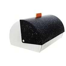 Large Metal Bread Box For Kitchen – Bread Storage Container With Roll-Top Lid, 39.5 * 28 * 18.5 Cm, Black / White - Black - View 7