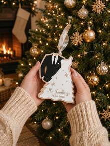 Personalized Wedding Decoration Ornament, Bride And Groom Christmas Ornament, Personalized Couple's Ornament, Wedding Gift, Christmas Gift - Multicolor - View 2