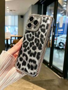 2件裝 水鑽時尚豹紋鍍金手機殼，適用於 iPhone 17/11 Pro/11 Pro Max/12/12 Pro/13/13 Pro/13 Pro Max/14/14 Pro/14 Pro Max/15/15 Pro/15 Plus/15 Pro Max/16/16 Pro/16 Plus/16 Pro Max/18 Pro/18 Pro Max 保護殼 - 2款手機殼 銀色豹紋+金色豹紋 - 查看 10