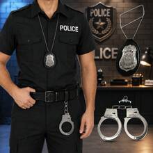 Algema Policial Chave e Distintivo Polícia Acessório Fantasia Infantil Adulto Festa Cosplay - algema - Visão 2