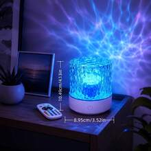 Crystal Ocean Wave Projection Lamp USB Powered Touch Control 16 Color Rotating Water Ripple LED Atmosphere Light Battery-Free Mini Night Light Dorm Bedroom Desk Decor Romantic Lighting Ornament Christmas Birthday Couple Gift - Cylindrical Water Ripple Lamp - View 8