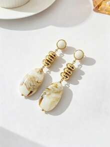 1 Pair Fashion Elegant Bohemian Style Marble Pattern Teardrop Thick ...