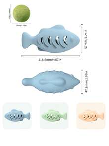 Silicone Fish-Shaped Slow Feeder Puzzle Toy, Train Pet's Biting Strength, Fun Cat/Dog Toy, With Mint Ball - Multicolor - View 8