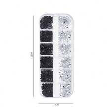 12-Grid Mixed 3D Black & White Mini Polka Dot Nail Art Decoration Small Round Glitter Sequins - Multicolor - View 7