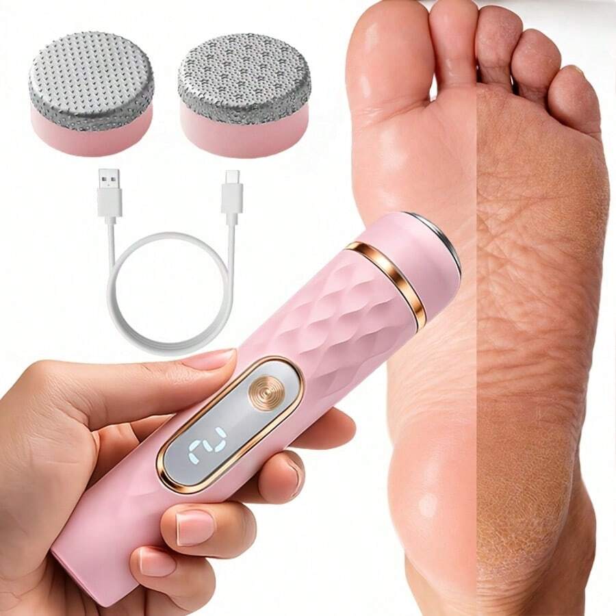 Electric Foot File Automatic Callus Remover Portable Foot Care Exfoliator Nail Tool Dual Roller Head Foot Polisher Foot Care Tool Travel Set Suitable For Dry Cracked Heels, Toenail And Foot Cleaning