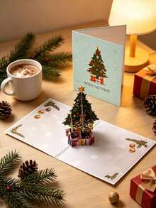 3D Pop‑Up Christmas Greeting Card, Festive Holiday Handmade Card, Xmas Decoration Gift Card For Family Friends Party Gifting - 3D Greeting Card - View 4