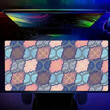 Luckybutterfly 1PC Moroccan Bohemian Geometric Large Mouse Pad,Non‑Slip Rubber Base Desk Mat For Office Gaming - Color Grid - View 6