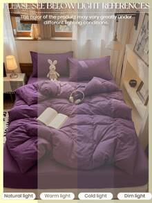 2/3pcs Ultra Soft Solid Deep Purple Duvet Cover Bedding Set, Soft Breathable Wrinkle-Resistant, Helps Sleep, Luxury Hotel Style, Gift For Parents And Friends, Reversible Dual-Color Duvet Cover*1 Pillowcase*1/2, Extra Large/Large/Full/Twin - Purple - View 6