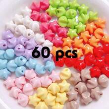 11mm 20/60pcs Solid Color/Iridescent Acrylic Star-Shaped Dopamine Color Beads, Christmas Handmade DIY Bracelet Necklace Sweater Chain Beads - Acrylic Stars - View 5