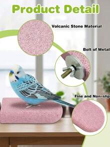 Large Natural Parrot Beak Grinding Stone + Claw Grinding Perch, Multi-Function Toy Bird Cage Platform Perch, Suitable For Budgies, Cockatiels, Lovebirds, Finches And Other Small To Medium-Sized Birds - Multicolor - View 6