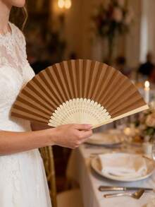 3/15/30pcs Elegant Fan Set With Thank You Tags And Gift Bags, Bride Bamboo Handheld Folding Fan, Suitable For Bridesmaid Gifts And Wedding Decor, Party Events, Perfect Summer Accessory - Brown - View 4