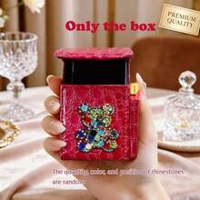 Cute Rhinestone Bear Mini Flip Storage Case, Crocodile Texture Faux Leather Small Cosmetic Pouch, Portable Lipstick Eraser Jewelry Organizer Box With Pen Slot, Compact Decorative Holder For Tiny Accessories, Ideal Daily Use & Gift - Multicolor - View 11