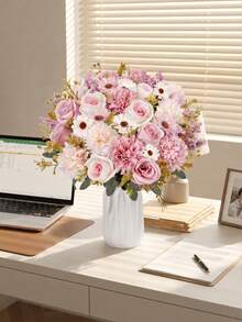 1pc Simulated Rose, Embroidered Ball, Small Daisy, Hand-Held Flower, Artificial Simulation Mixed Bouquet, Bride's Hand-Held Flower, Home Decoration Fake Flower, Can Be Used To Decorate Banquet Tables, Event Scene Decoration, Porch, Party Decoration - Multicolor - View 11