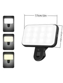 1pc Portable Selfie Fill Light With Clip, Suitable For Phone Camera, Video Conferencing, 3 Lighting Modes, Rechargeable, Compact, Suitable For Laptop/Phone/Tablet/Zoom Meeting/Makeup, Ideal Choice For Selfie And Live Streaming, Portable Fill Light - Multicolor - View 7