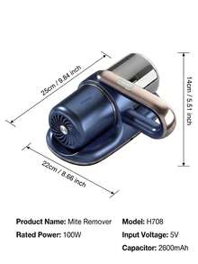 HYUNDAI Wireless Mattress Vacuum Cleaner With Dust Mite Removal Function, Convenient Design, UV Sterilization, Strong Suction, Low Noise, Suitable For Mattress, Sofa, Pillow And Carpet - Blue - View 9