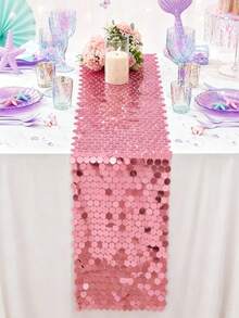 Silver Sequin Table Runner, Shiny Wedding Table Decor, Glitter Tablecloth, Suitable For Dining Table, Banquet, Party, Wedding Reception, Birthday, Anniversary, Christmas, New Year, Valentine's Day, Bridal Shower And Holiday Events Decoration - Multicolor - View 4