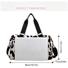 Large Capacity Cow Print Travel Bag, Lightweight Overnight Travel Luggage Bag, Carry-On Gym Bag, Suitable For Short Business Trips And Weekend Getaways - Multicolor - View 4
