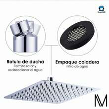 Luxury Rainfall Shower Head With 30cm Silver Steel Pipe Included - A - View 5