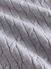 Boys' Gray Turn Collar Half-Zip Long Sleeve Knit Sweater With 3D Cable Knit Pattern, Minimalist Preppy Casual Versatile Pullover, Suitable For School Daily Wear In Spring, Autumn And Winter - Grey - View 7
