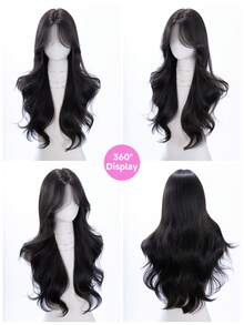 alicegarden 28-Inch Long Synthetic Wig Featuring A Natural Wavy Style In A A Stunning Black. Middle Part Design , This False Hairpiece Is Perfect For Ms Daily Party Cosplay Use, Offering A Natural And Natural Durable Wig Gift For Ladies. - Black - View 8