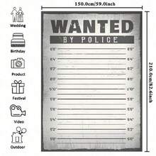 2D Flat Police Lineup Height Chart Suspect Photo Backdrop, Police Theme Suspect Mystery Party Decoration Background, Portrait Photography Background, Vinyl Material - 1 - View 6