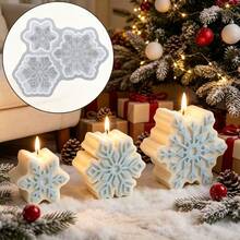 SILIKE LUFEI 1pc Resin Silicone Mold Christmas 3-Piece Large, Medium, Small Snowflake Ornament Mold, Suitable For Making Resin, Plaster, Candle, Aromatherapy Products, Home Decor Display Silicone Mold - 3-cavity Snowflake Mold - View 1