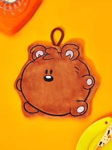 GARFIELD | Joivida 1件可愛卡通手巾，超吸水珊瑚絨懸掛式手巾，柔軟快乾廚房與浴室清潔毛巾 - 棕色 - 查看 2