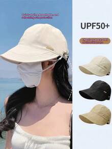 1pc Multicolor Breathable Sun Protection Baseball Cap, Fashionable Versatile Duck Bill Hat With Mask Hook, Soft Foldable, Suitable For Outdoor Activities And Daily Wear, Women's Hat, Men's Hat, UV Protection, Holiday Gift - Multicolor - View 12