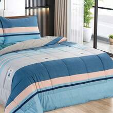 Edredón Matrimonial de Lujo Doble Vista Piel de Ángel, Suave y Acolchado, Incluye Edredón Relleno, 2 Fundas de Almohada, Sábana Superior y Sábana Ajustable (5 Piezas en Total) - Agua verde azul - Ver 5