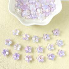 60pcs Multicolor Pearl Luster Cherry Blossom Acrylic Center Hole Loose Beads For DIY Bracelets, Phone Charms, Keychains Handmade Craft Supplies - Multicolor - View 5