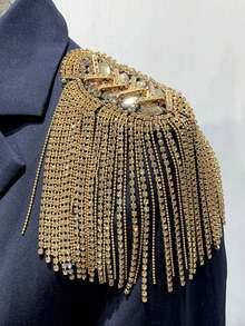 1pc Decorative Epaulette With Tassel And Rhinestone, Golden Shoulder Patch, Clothing Accessory Brooch For Men's Formal Wear - Yellow Gold - View 14