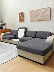 1pc Solid Color High Elasticity Removable Machine Washable Autumn/Winter Sofa Seat Cushion Cover Suitable For Living Room Polyester Sofa Seat Cushion Cover Backrest Cover - Grey - View 3
