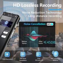 Cappsu Digital Voice Recorder, Portable Voice Recorder With MP3 Playback, Supports Continuous 4552 Hours Audio Recording, High-Definition Dual Microphone Recording Device, Suitable For Lecture A-B Segment Repetition, MP3 Player, Password Protection - View 3