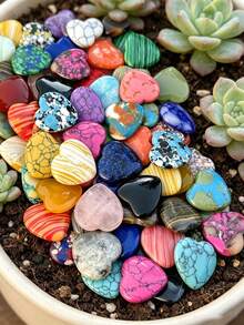 20/10/1pc Random Polished Heart Palm Stones, Natural Pocket Stones, Charming Heart Crystals, Multi-Color Mini Heart Crystals, Perfect Gift, DIY Jewelry Decoration, Valentine's Day Gift, Graduation Gift - Multicolor - View 6