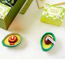 1Pc Avocado‑Shaped Scented Candle, Handmade Fruit Aromatherapy Soy Wax Candle, Ins Home Decor Atmosphere Candle, Birthday Gift Photo Prop - Green Avocado - View 4