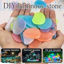 Large Flat Glow-In-The-Dark Colorful Rocks, Suitable For Garden, Path And Yard Outdoor Decoration, Landscape, Christmas Party DIY Decoration, Aquarium, Fish Tank, Outdoor And Indoor Use, Suitable For Garden Lawn, Yard, Home Outdoor Path, Hallway And Aquarium Decoration. Glow-In-The-Dark Stones Are Perfect For Fish Tank, Path, Flower Bed, Potted Plants, Driveway DIY Design, Home Decor And Christmas Decoration (Random Color And Style) - Multicolor - View 5