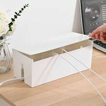 Desktop Cable Management Box, Large And Small Sizes, Power Strip Router Cable Organizer Hidden Storage Box, Home Desk Cable Management Box - White - View 5