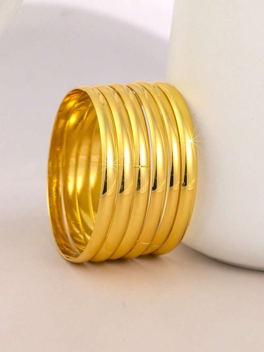 6pcs Bling Bling Exquisite Shiny Unique Design Minimalist Elegant Bestselling Stackable Bangle Bracelets - Multicolor - View 1