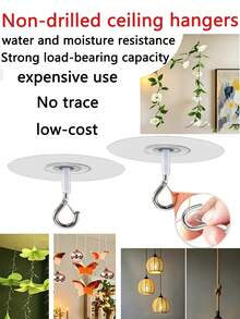 2/4/6pcs Easy To Install Heavy Duty Ceiling Hooks - Self-Adhesive, For Hanging Plants, Wind Chimes And Decorations - Multicolor - View 3