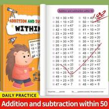 1pc 64-Page Addition And Subtraction Practice Book, 10-100 Mental Math Workbook For Kids, Kindergarten Early Education Home Learning Supplies, Halloween Decor, Christmas Gift, Random Style - Multicolor - View 3