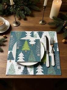 16pc/Set Colorful Christmas Tree Paper Napkins Disposable,Cocktail & Dinner Style Square Printed Paper Towels,Unfolded Size 10&13inch,Soft To Touch,Double Layer,Suitable For New Year,Christmas,Festival Party Supplies,Christmas Party Deco Napkins - Colors - View 5