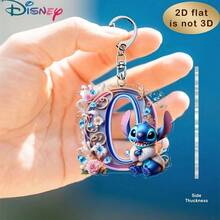 Disney Stitch Letter Embroidered Keychain, 26 'A-Z' Floral Cartoon Patterns, Acrylic Pendant With Chain, Suitable For Bags, Keys And Car Keys, Travel Accessory Gift, Cute Floral Keychain Design, Smooth Surface, Keychain, Decorative Keychain, Cartoon Keychain, Christmas Gift, Fan Gift, 2D Flat Gift, Holiday Gift, Home Decor - Multicolor - View 20
