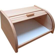 1pc Wooden Roll Top Bread Box Storage Bin, Countertop Bread Keeper Holder Container For Kitchen Cabinet (Medium/Large Size Available) - View 7