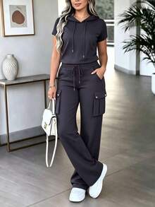 Women's New Spring/Autumn 2 Pieces Set Top, Slimming And Flattering Elegant - Dark Grey - View 1