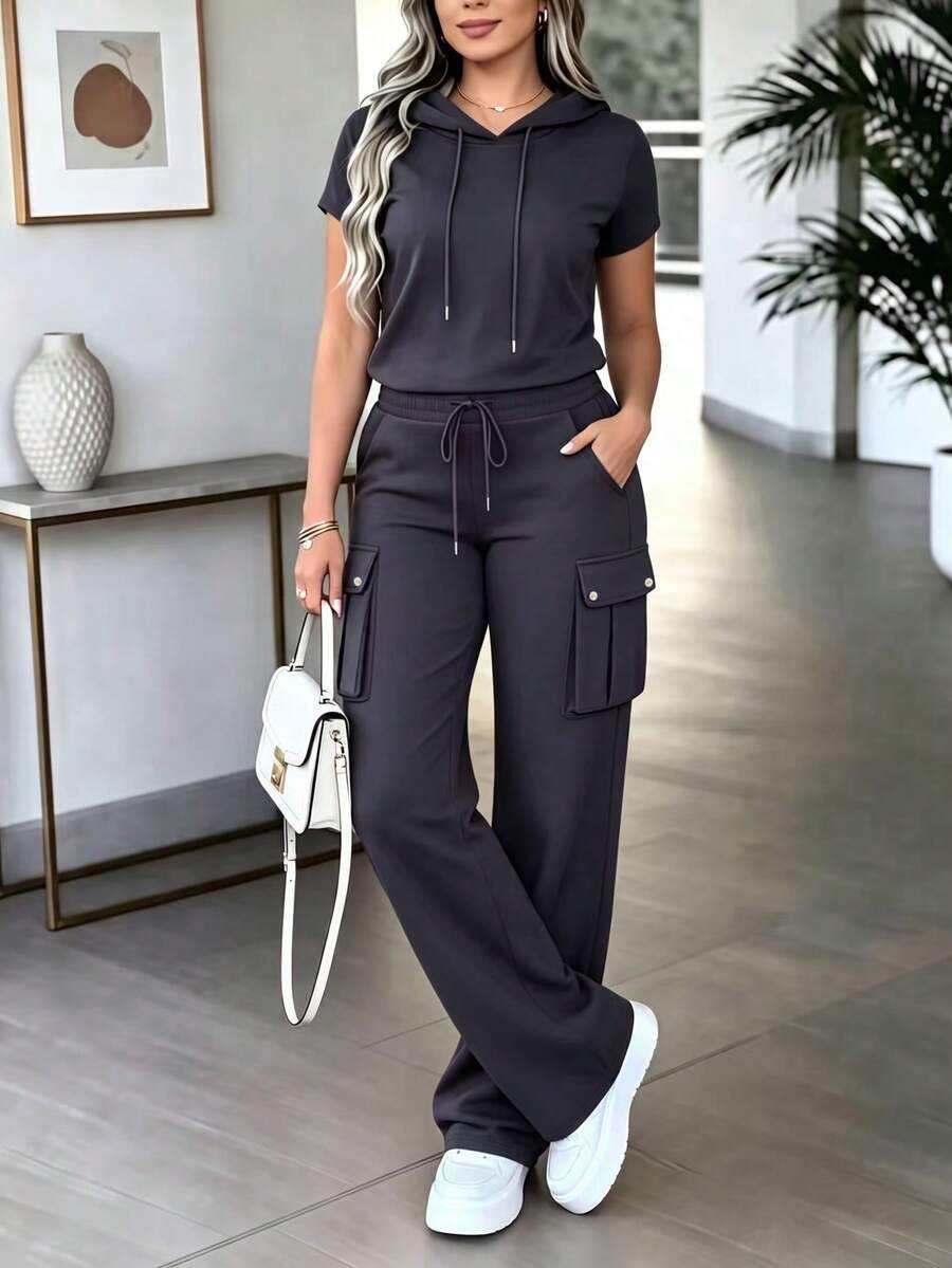 Women's New Spring/Autumn 2 Pieces Set Top, Slimming And Flattering Elegant - Dark Grey - View 1