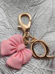 Pink Compact Bowknot Letter A-Z Keychain Pendant, Matching Bag Charm, Seasonal Opening Halloween Interactive Small Gift - Multicolor - View 23