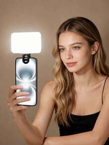 1pc Portable Selfie Fill Light With Clip, Suitable For Phone Camera, Video Conferencing, 3 Lighting Modes, Rechargeable, Compact, Suitable For Laptop/Phone/Tablet/Zoom Meeting/Makeup, Ideal Choice For Selfie And Live Streaming, Portable Fill Light - Multicolor - View 1