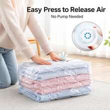 Heavy-Duty Thickened Vacuum Storage Bags, No Pump Required, Reusable Space-Saving Compression Bags, Suitable For Clothes, Bedding, Blankets, Down Jackets, Home Storage And Travel, Roll-Up Vacuum Compression Bags, Quick Compression, Convenient For Moving And Seasonal Storage - Multicolor - View 8