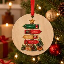 Custom Christmas Signpost Ornament, Personalized 3-5 Names Christmas Tree Hanging Decor, Festive North Pole Holiday Style, Customized Family Keepsake, Customizable Name Ornament, Christmas Home Decor, Christmas Gift 2026, Christmas Decorations - Multicolor - View 6