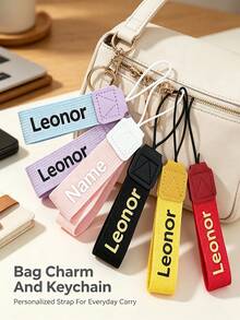 1pc Personalized Candy Color Keychain, Convenient Fashion Water Bottle Lanyard, Customizable Content, Bag Charm Car Key Chain Coffee Cup Carrying Strap - Multicolor - View 7